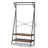 Baxton Studio Laima Distressed Wood Black Metal Entryway Coat Hanger
