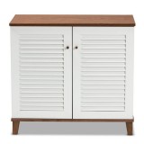 Baxton Studio Coolidge White Walnut 4 Shelf Shoe Storage Cabinet