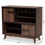 Baxton Studio Margo Walnut Brown Black Wood Wine Storage Cabinet