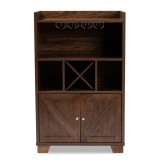 Baxton Studio Carrie Walnut Brown Wood Wine Storage Cabinet