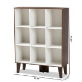 Baxton Studio Senja White Walnut Brown Wood 9 Shelf Bookcase