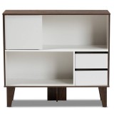 Baxton Studio Senja White Walnut Brown Wood 2 Shelf Bookcase