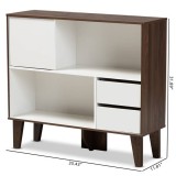 Baxton Studio Senja White Walnut Brown Wood 2 Shelf Bookcase