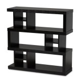 Baxton Studio Dora Dark Brown Wood 3 Tier Geometric Bookshelf