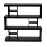Baxton Studio Dora Dark Brown Wood 3 Tier Geometric Bookshelf