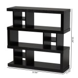 Baxton Studio Dora Dark Brown Wood 3 Tier Geometric Bookshelf