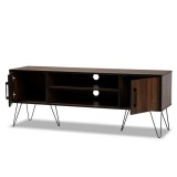 Baxton Studio Corina Two Tone Walnut Black Wood TV Stand