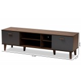 Baxton Studio Moina Walnut Grey Wood TV Stand
