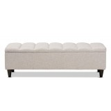 Baxton Studio Brette Beige Fabric Upholstered Storage Bench Ottoman