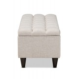 Baxton Studio Brette Beige Fabric Upholstered Storage Bench Ottoman