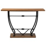 Baxton Studio Leigh Distressed Wood Black Metal Entryway Console Table