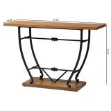 Baxton Studio Leigh Distressed Wood Black Metal Entryway Console Table
