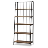 Baxton Studio Ceren Distressed Wood 5 Tier Ladder Shelf