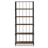 Baxton Studio Ceren Distressed Wood 5 Tier Ladder Shelf