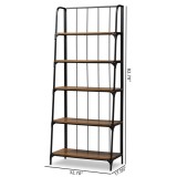 Baxton Studio Ceren Distressed Wood 5 Tier Ladder Shelf