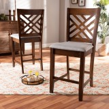 Baxton Studio Caron Upholstered 2-Piece Wood Counter Height Pub Chair Set 