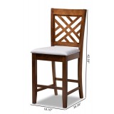 Baxton Studio Caron Upholstered 2-Piece Wood Counter Height Pub Chair Set 
