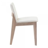 Moe's Home Collection Deco Oak Dining Chair White PVC - Set Of Two - Side View