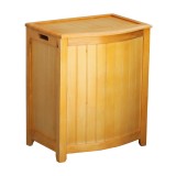 Natural Finished Bowed Front Laundry Wood Hamper