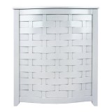 Oceanstar White Finished Bowed Front Veneer Laundry Wood Hamper with Interior Bag - Front