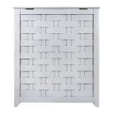 Oceanstar White Finished Bowed Front Veneer Laundry Wood Hamper with Interior Bag - Back