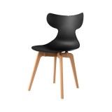 Leisure D With Tan PP Stand Dinning Chair - Black - Angled