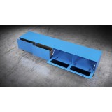 Influencer 90" TV Stand - Matte Blue - Top Angled Drawers Opened