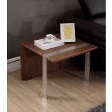 Director End Table - Light Walnut with Brushed Stainless Steel-1