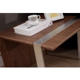 Director End Table - Light Walnut with Brushed Stainless Steel-Closeup