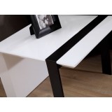 Director End Table - White with Black Steel, Closeup