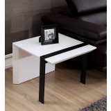 Director End Table - White with Black Steel-2
