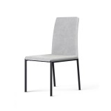 B-Modern Social Dining Chair - Distressed Gary Black Steel - Perpective