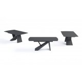 Virtuoso Extension Dining Table - Black Glass Top/Black Base - 3 Pcs