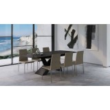 Virtuoso Extension Dining Table - Black Glass Top/Black Base - Lifestyle