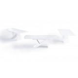 Virtuoso Extension Dining Table - White Glass Top / White Base - 3 Pcs