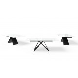 Maestro Extension Dining Table - White Glass Top / Black Base - 3 Pcs