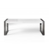 Savant Dining Table - Matte White / Stainless Steel - Front