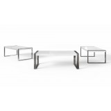 Savant Dining Table - Matte White / Stainless Steel - 3 Pcs
