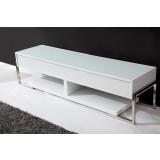 Agent TV Stand - White Glass Top - Top Angled