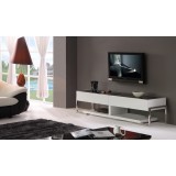Agent TV Stand - Black Glass Top Angled