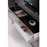Agent TV Stand - Black Glass Top Open