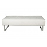Miami Bench White Faux Leather Chrome Frame