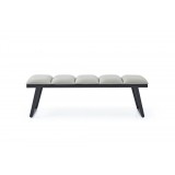 Ethan Bench Light Grey Faux Leather Bench - Front