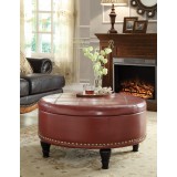 Augusta storage Ottoman - Crimson