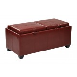 Bedford Storage Ottoman - Crimson