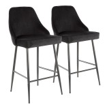  LumiSoure Marcel Counter Stool - Set of 2 - BLACK METAL; BLACK VELVET Swatch