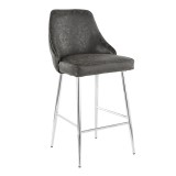  LumiSoure Marcel Counter Stool - Set of 2 - CHROME; BLACK PU - Perspective