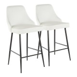  LumiSoure Marcel Counter Stool - Set of 2 - BLACK METAL; WHITE VELVET 