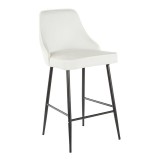  LumiSoure Marcel Counter Stool - Set of 2 - BLACK METAL; WHITE VELVET - Perspective