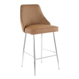  LumiSoure Marcel Counter Stool - Set of 2 - CHROME; BROWN PU - Perspective